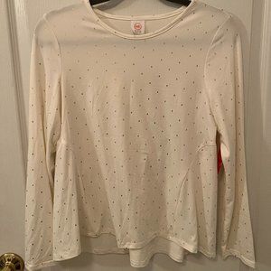 Children’s Long Sleeved White Shirt with Gold Polka Dots